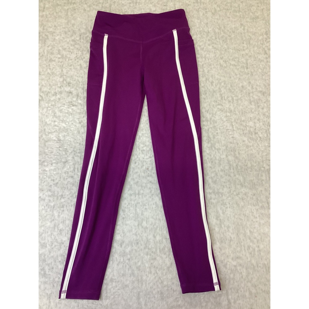 DSG Girls Momentum High-Rise Leggings Vibrant Violet Purple White Stripe‎ Size M